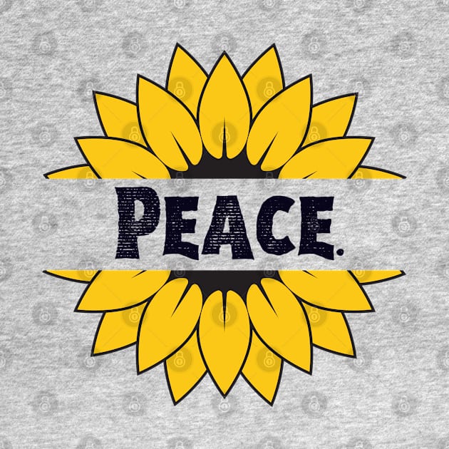 Peace Love Sunflower Typography in Nature by Mochabonk